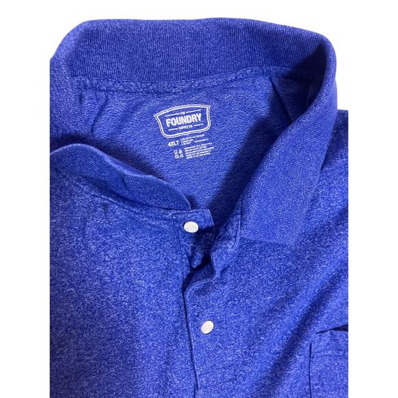 The Foundry Blue Polo Shirt Mens 4XLT Classic Fit Cotton Short Sleeve Casual Top - Picture 2 of 4